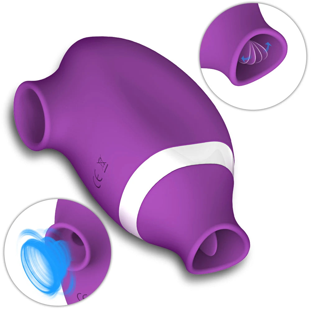 Annaluka™ – 10-Mode Blowing & Licking Clitoral Stimulator, Soft Silicone, USB Rechargeable