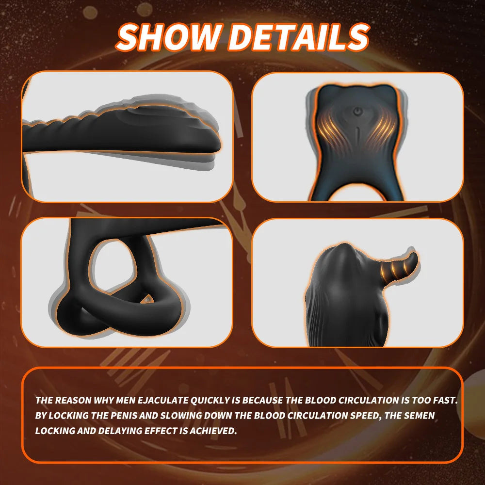 Annaluka™ - Anti-ejaculation For Men, Sperm Lock Ring for Men, Vibration Delay Ring Wireless Remote Control Adult.