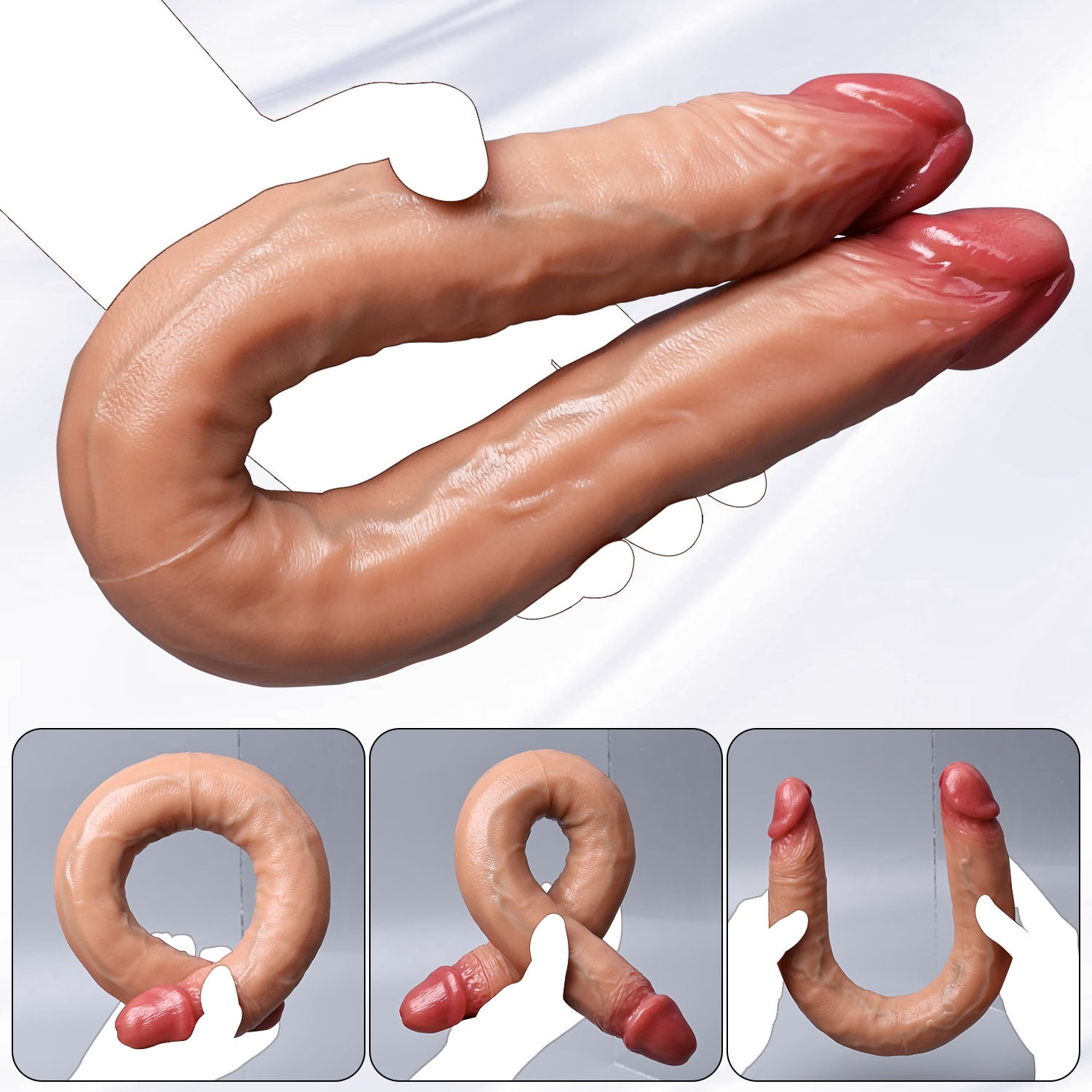 Annaluka™ - Double-Ended Extra Long Realistic Dildo – 18.3" Flexible Dual-Ended Silicone Dildo