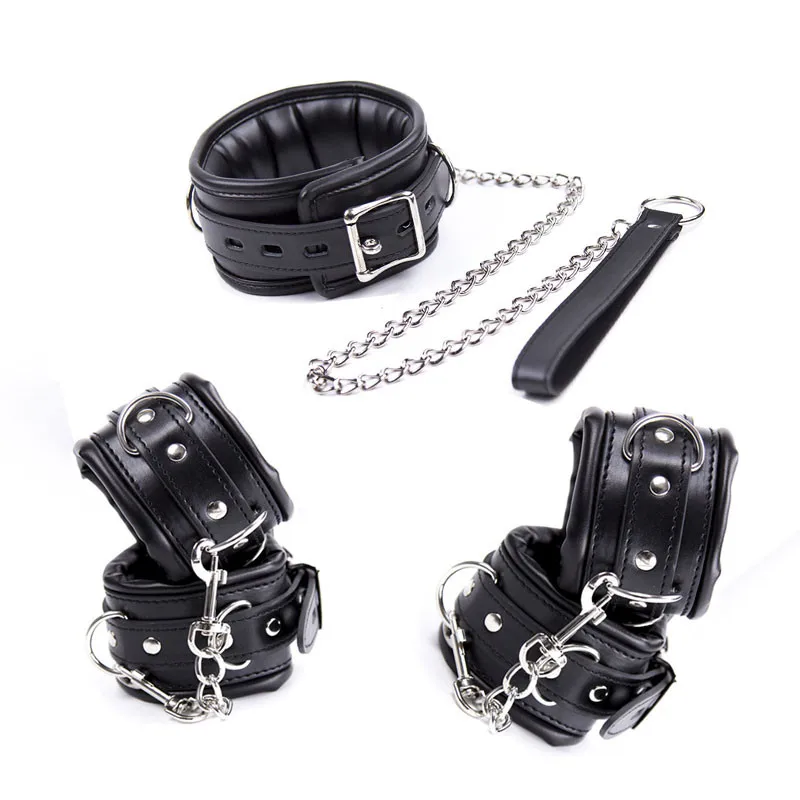 Annaluka™ - Premium Bondage Restraint Set, Adjustable Collar, Wrist & Ankle Cuffs with Leash, BDSM Roleplay Kit