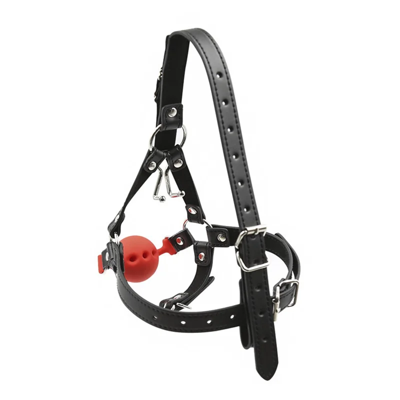 Annaluka™ - Adjustable PU Leather Head Harness Ball Gag – Comfortable Bondage Mouth Gag with Secure Fit