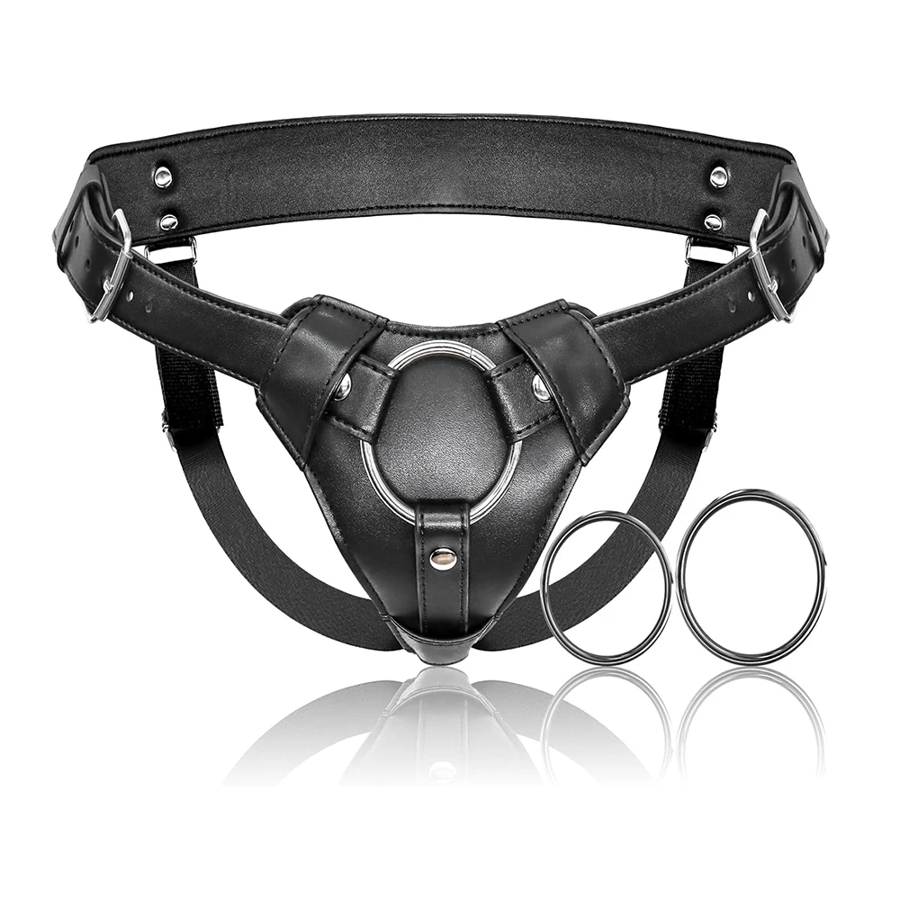 Annaluka™ - Adjustable O-Ring Strap-On Harness – Faux Leather Harness with Dual Interchangeable Metal Rings