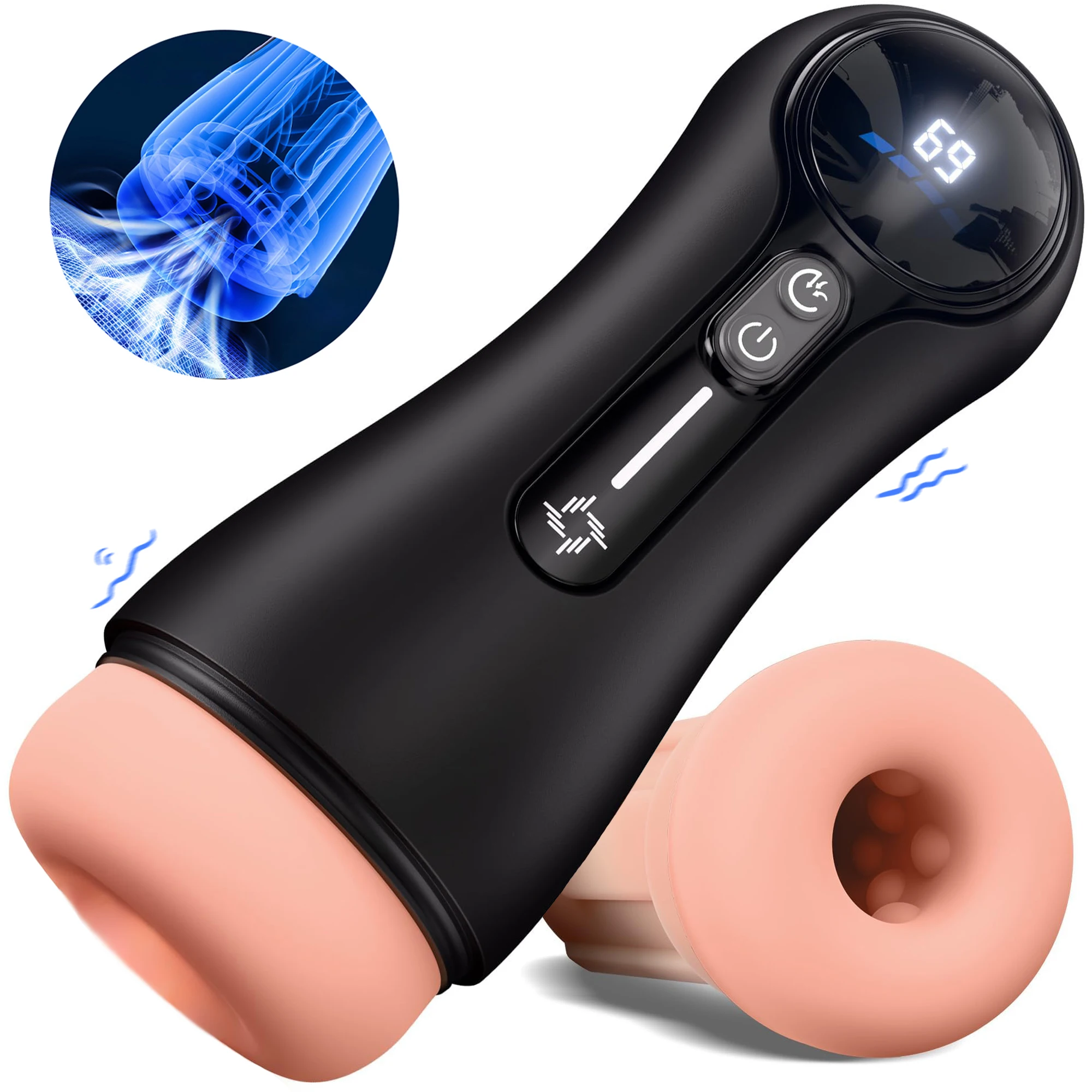 Annaluka™ - Automatic Suction Male Masturbator – 4 Deep Suction Levels, 9 Vibration Modes, LED Display & Realistic 3D Textured Sleeve
