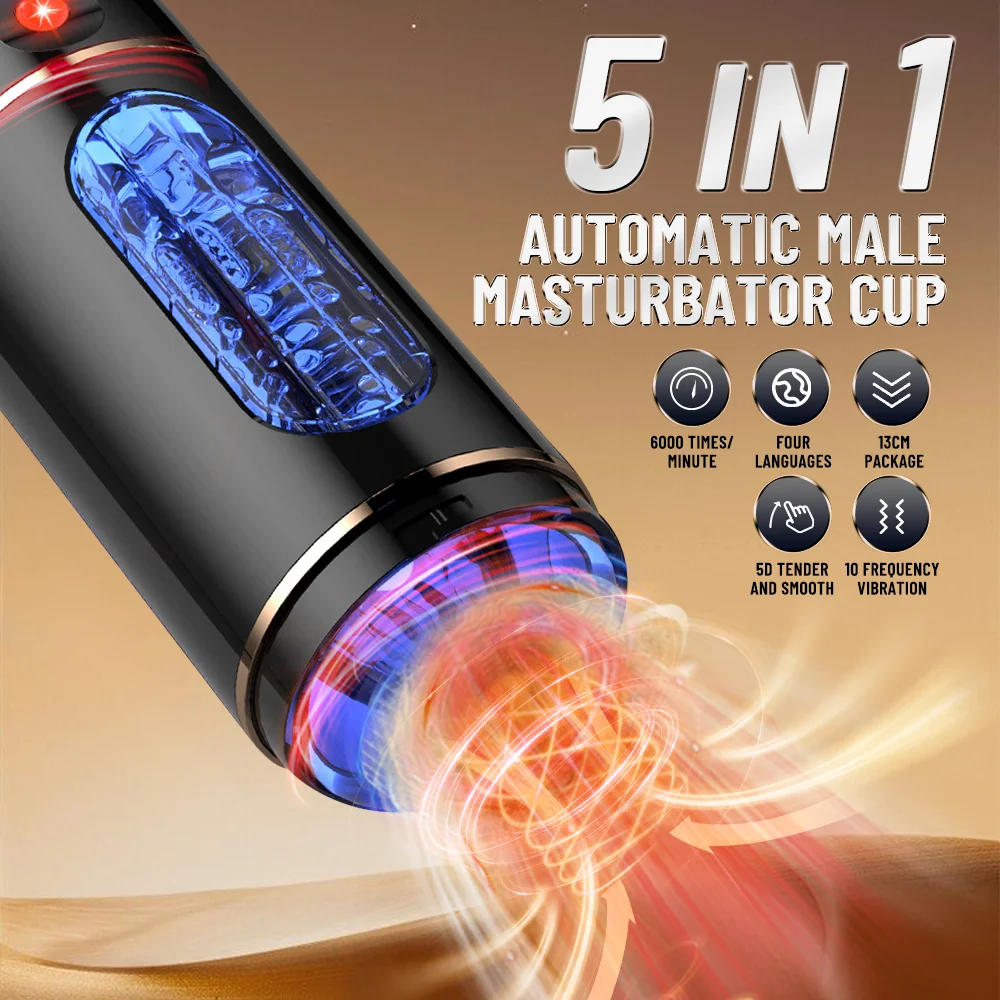 Annaluka™ - 5-in-1 Automatic Male Masturbator Cup – Voice Interactive, 10 Vibration Modes & Smart Suction Stroker