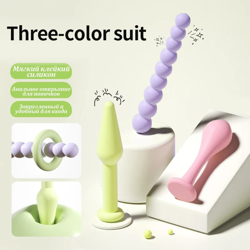 Beginner Silicone Anal Plug Set – 3 Piece Body-Safe Butt Plug Training Kit