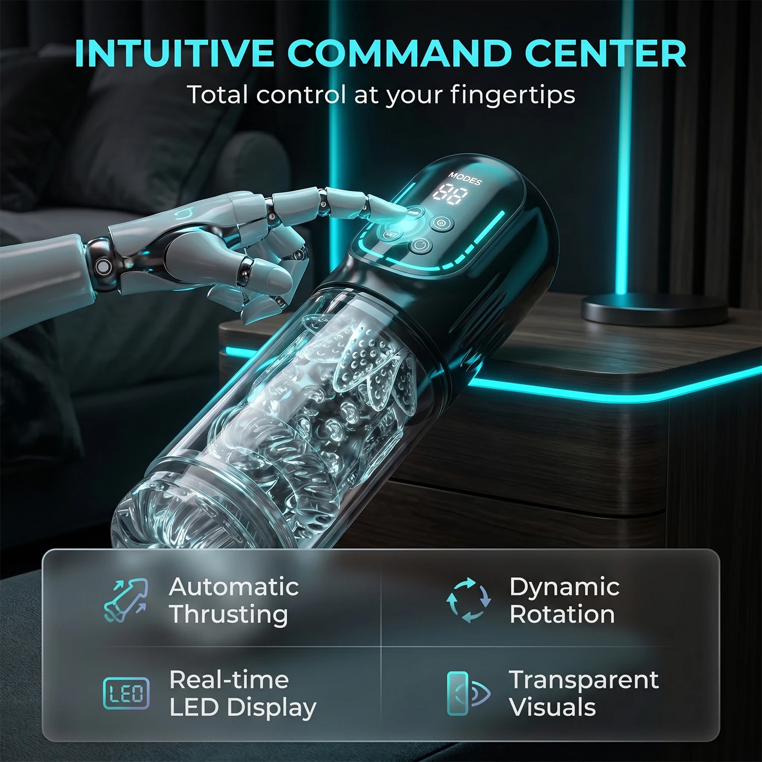 Annaluka™ - Automatic Thrusting & Rotating Male Masturbator – Dual-Motor Stroker with LED Display & Transparent TPE Sleeve
