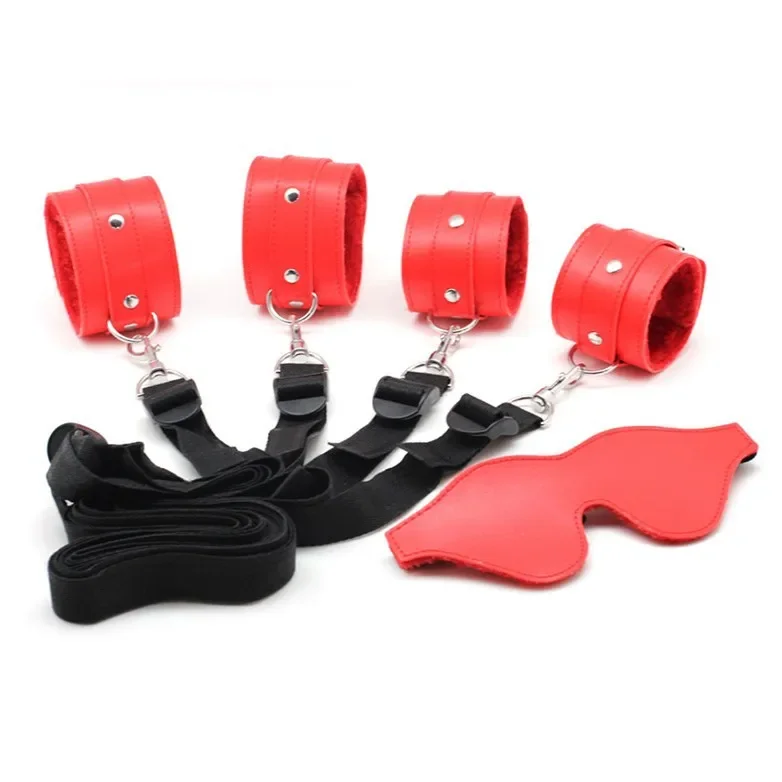Annaluka™ - Under-Bed Restraint System Kit – Adjustable Wrist & Ankle Cuffs with Blindfold for Couples