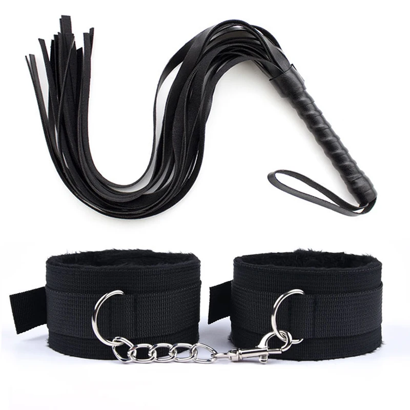 Annaluka™ - Adjustable Bondage Cuffs & Flogger Set, Roleplay Accessories for Couples