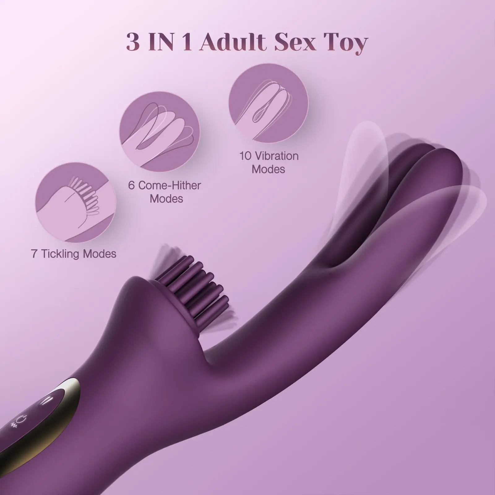 Annaluka™ - 3-in-1 Rabbit Vibrator – 23 Stimulation Modes, G-Spot & Clitoral Massager, USB Rechargeable Waterproof Silicone