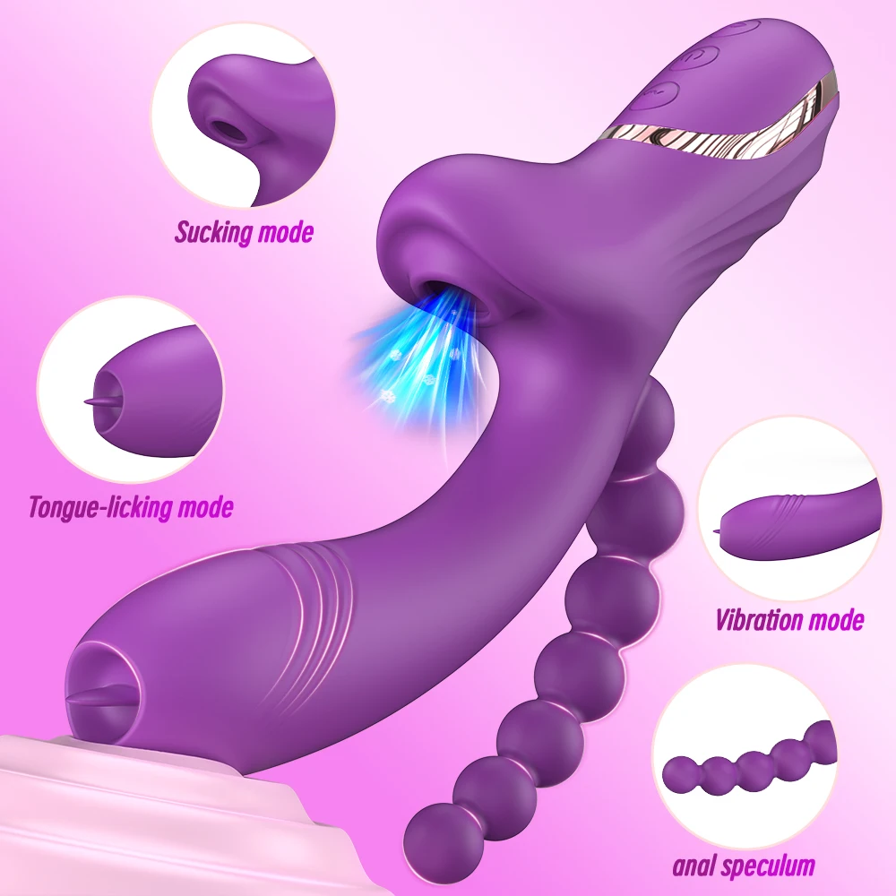 Annaluka™ - 4-in-1 Triple Stimulation Rabbit Vibrator with Clitoral Suction, Tongue Licking & Anal Beads