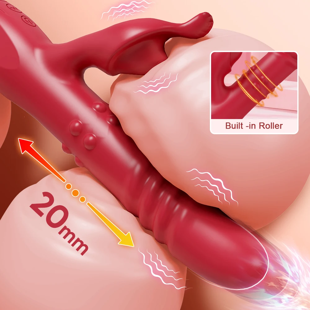 Annaluka™ - 3-in-1 Telescopic Heating Rabbit Vibrator with Rotating Beads & 10 Vibration Modes