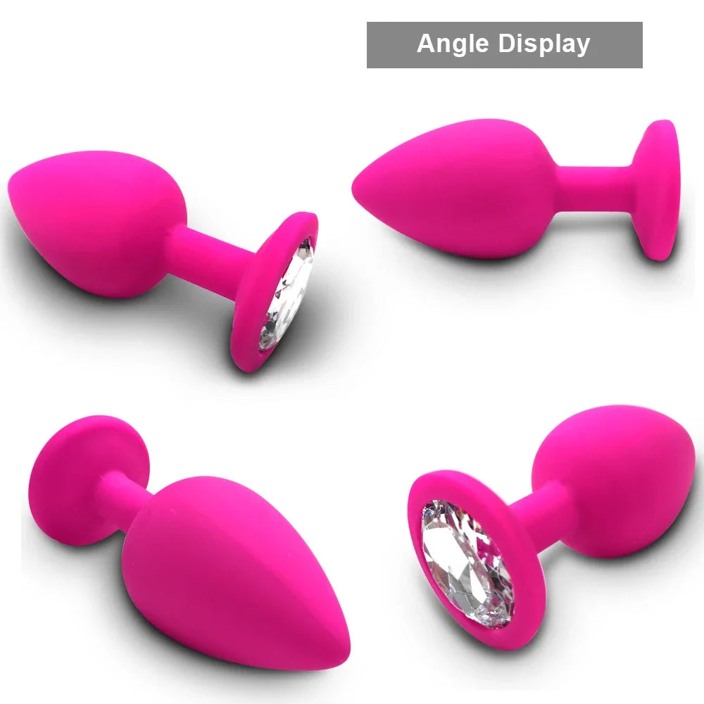 Annaluka™ - Vibrating Silicone Anal Plug Set with Removable Crystal Base