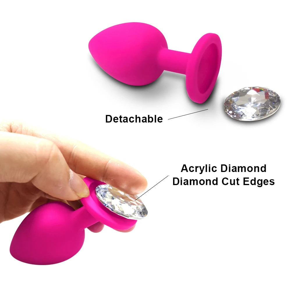 Annaluka™ - Vibrating Silicone Anal Plug Set with Removable Crystal Base