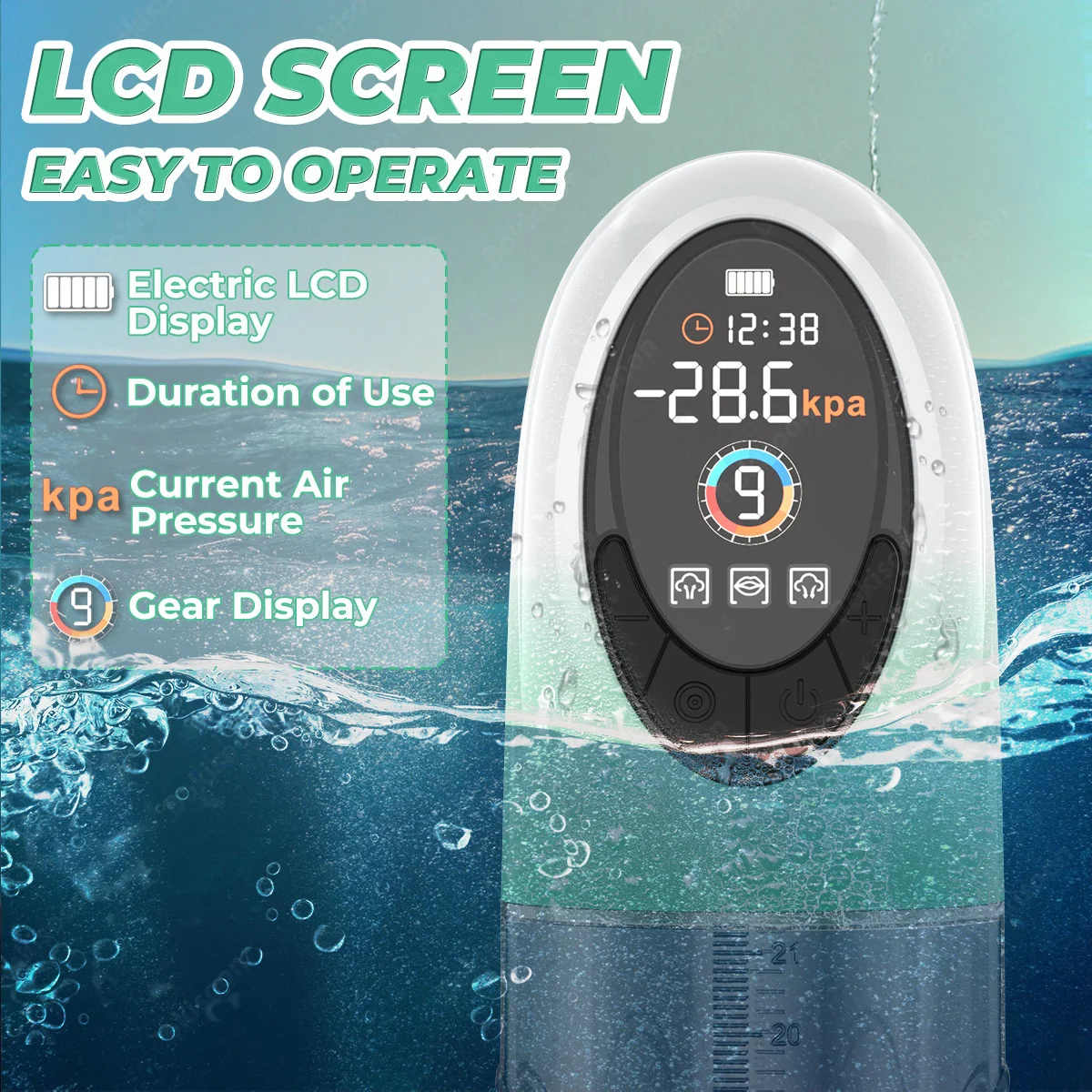 Annaluka™ - Automatic LCD Penis Pump – IPX7 Waterproof Electric Vacuum Pump with 9 Training Modes & 3 Silicone Comfort Sleeves