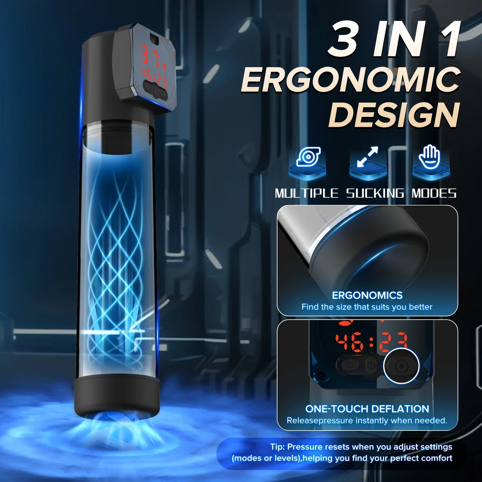 Annaluka™ - Rechargeable Automatic Vacuum Penis Pump – LCD Smart Trainer with 5 Suction Modes & 4 Training Programs