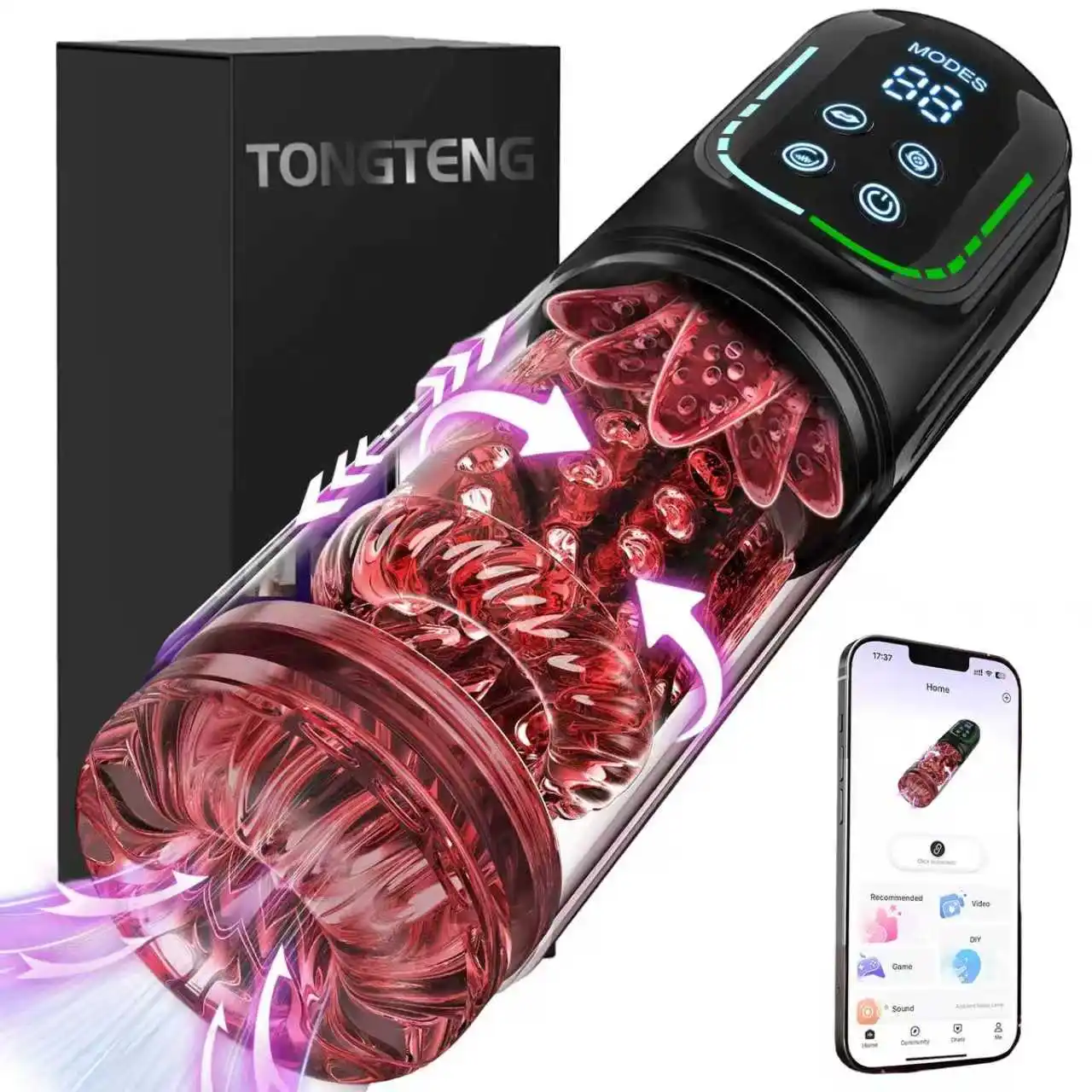 Annaluka™ - App-Controlled Automatic Male Masturbator – 7 Suction, 7 Thrusting, 7 Rotation & 7 Vibration Modes
