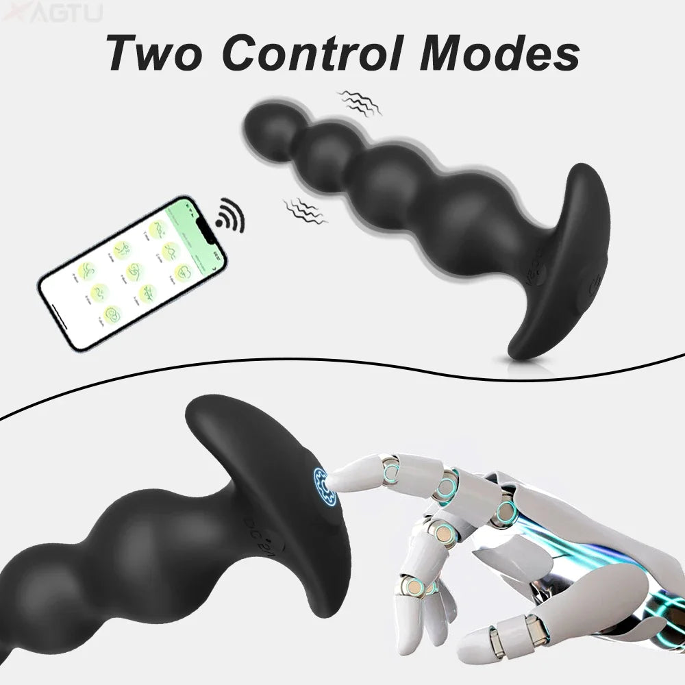 App-Controlled Vibrating Anal Plug – 9 Vibration Modes Waterproof Silicone Butt Plug