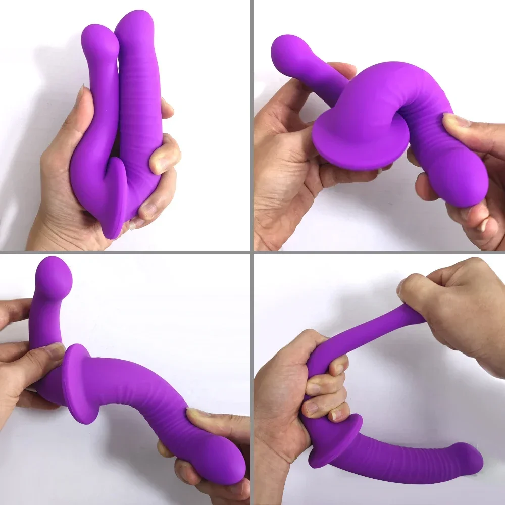 Annaluka™ - Dual-Ended Flexible Silicone Dildo – Double Penetration Strapless Dildo with Suction Cup