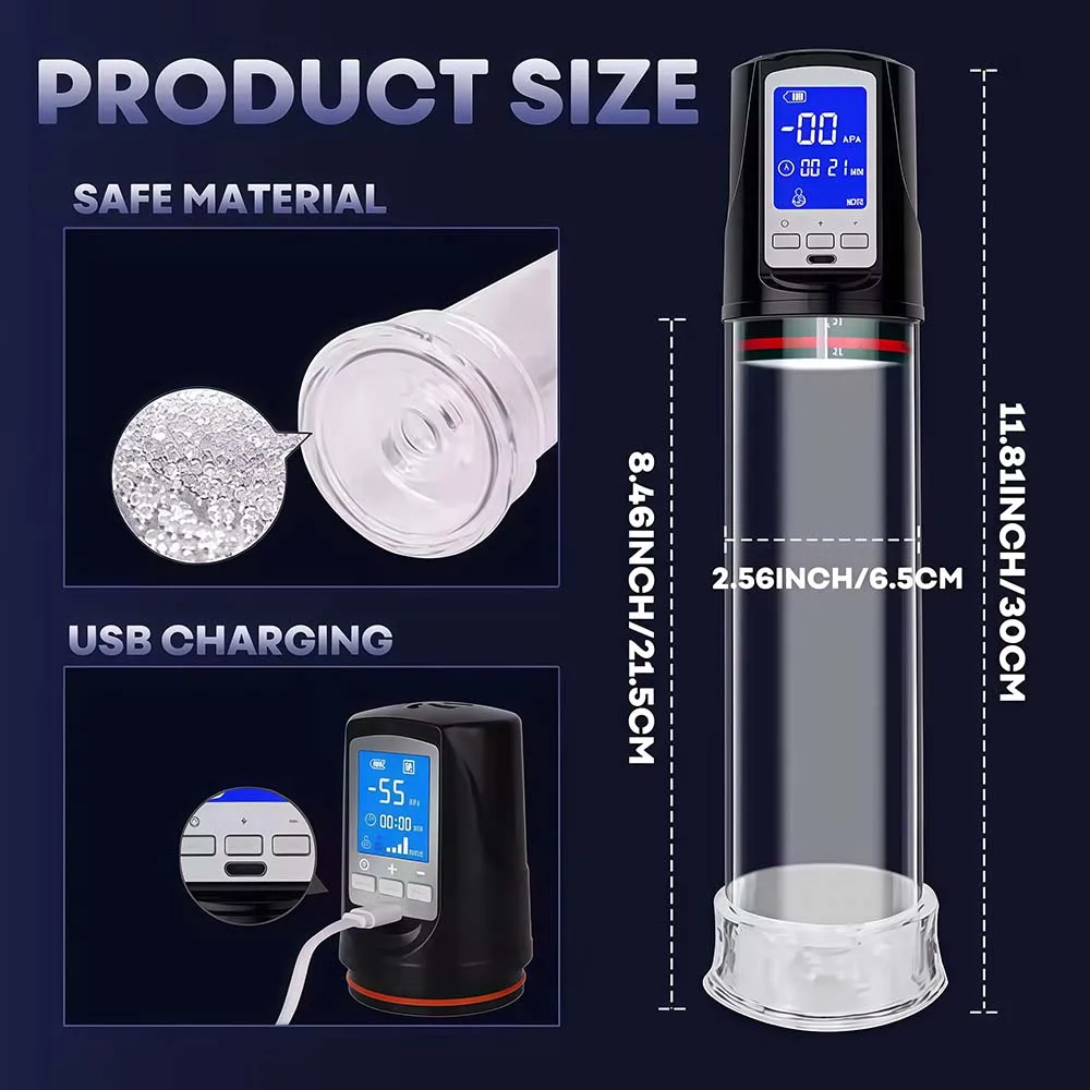 Annaluka™ - Smart Automatic Penis Pump – Digital LCD Vacuum Trainer with Intelligent Pressure Control & USB Rechargeable