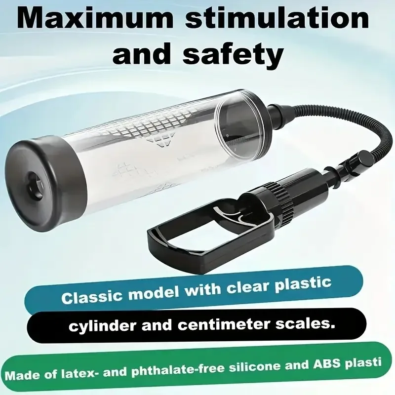 Annaluka™ - Manual Vacuum Penis Pump Kit – Clear Cylinder Trainer with 5 Silicone Sleeves & Measurement Scale