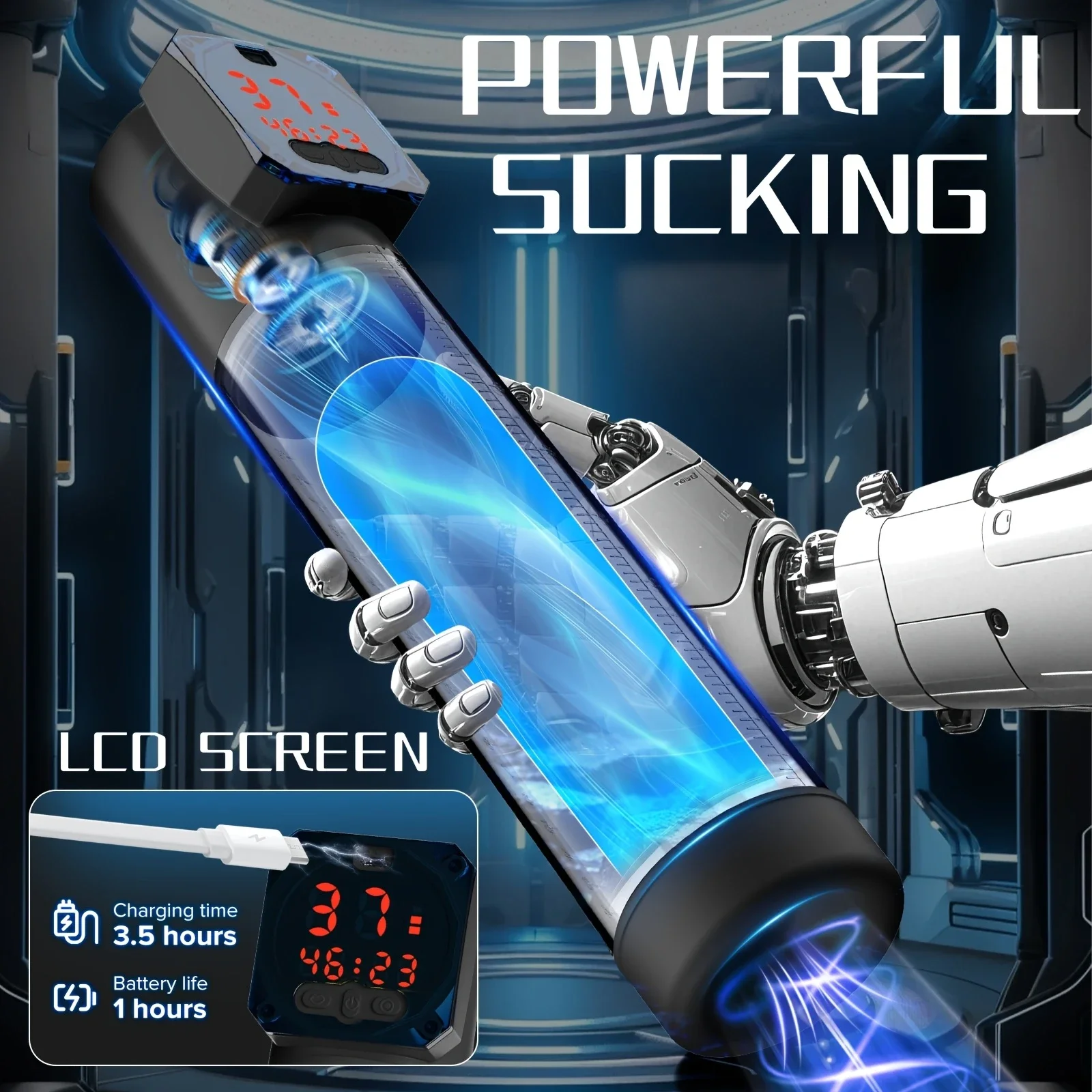 Annaluka™ - Rechargeable Automatic Vacuum Penis Pump – LCD Smart Trainer with 5 Suction Modes & 4 Training Programs