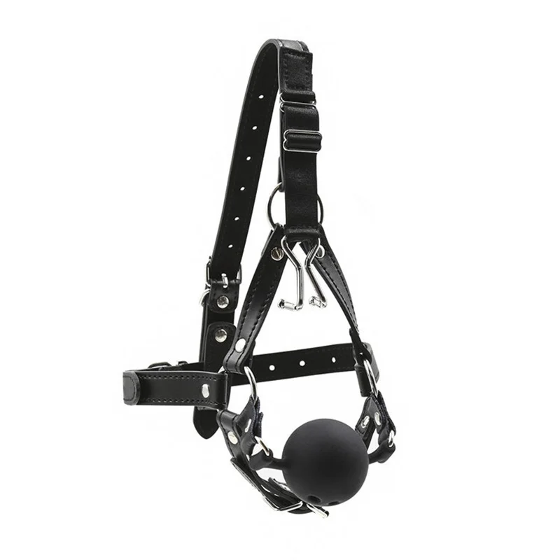 Annaluka™ - Adjustable PU Leather Head Harness Ball Gag – Comfortable Bondage Mouth Gag with Secure Fit