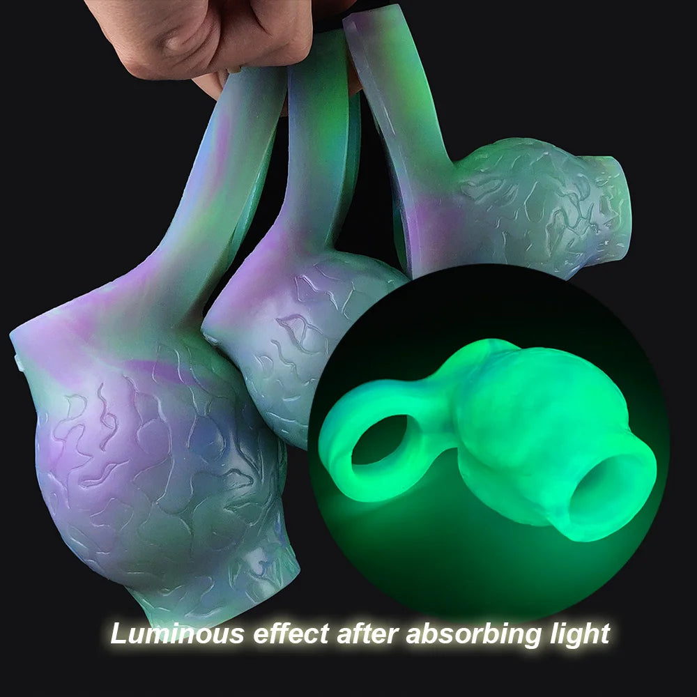 Annaluka™ - Glow-in-the-Dark Silicone Penis Sleeve Extender – Hollow Girth Enhancer with Support Ring