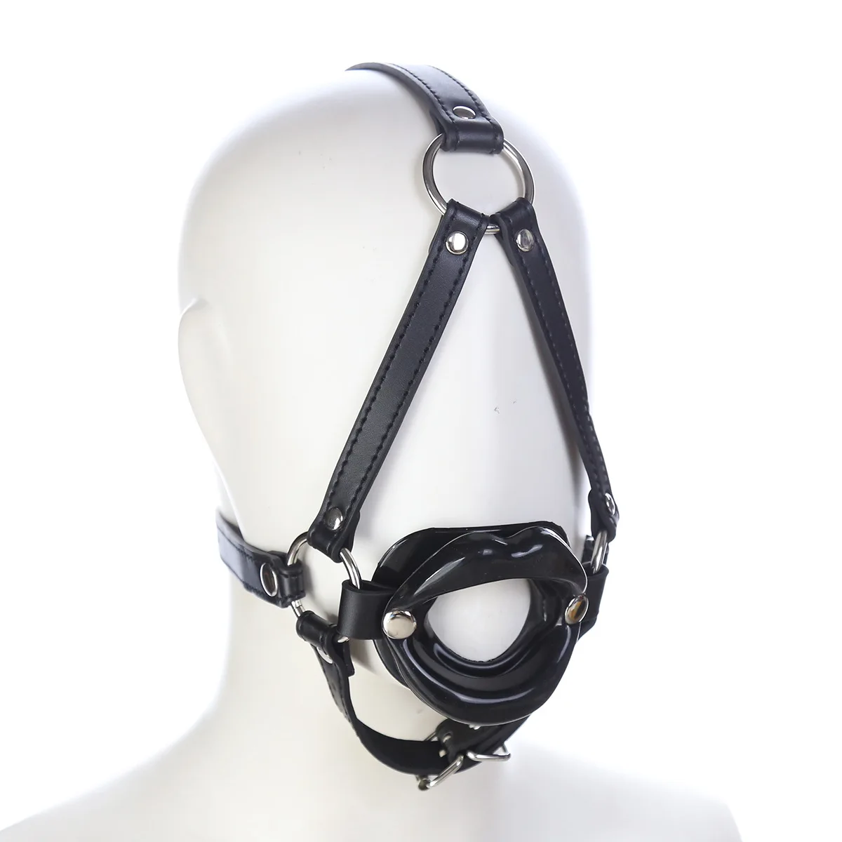 Annaluka™ - Open Mouth Ring Gag Harness – Adjustable Faux Leather O-Ring Mouth Gag for Roleplay