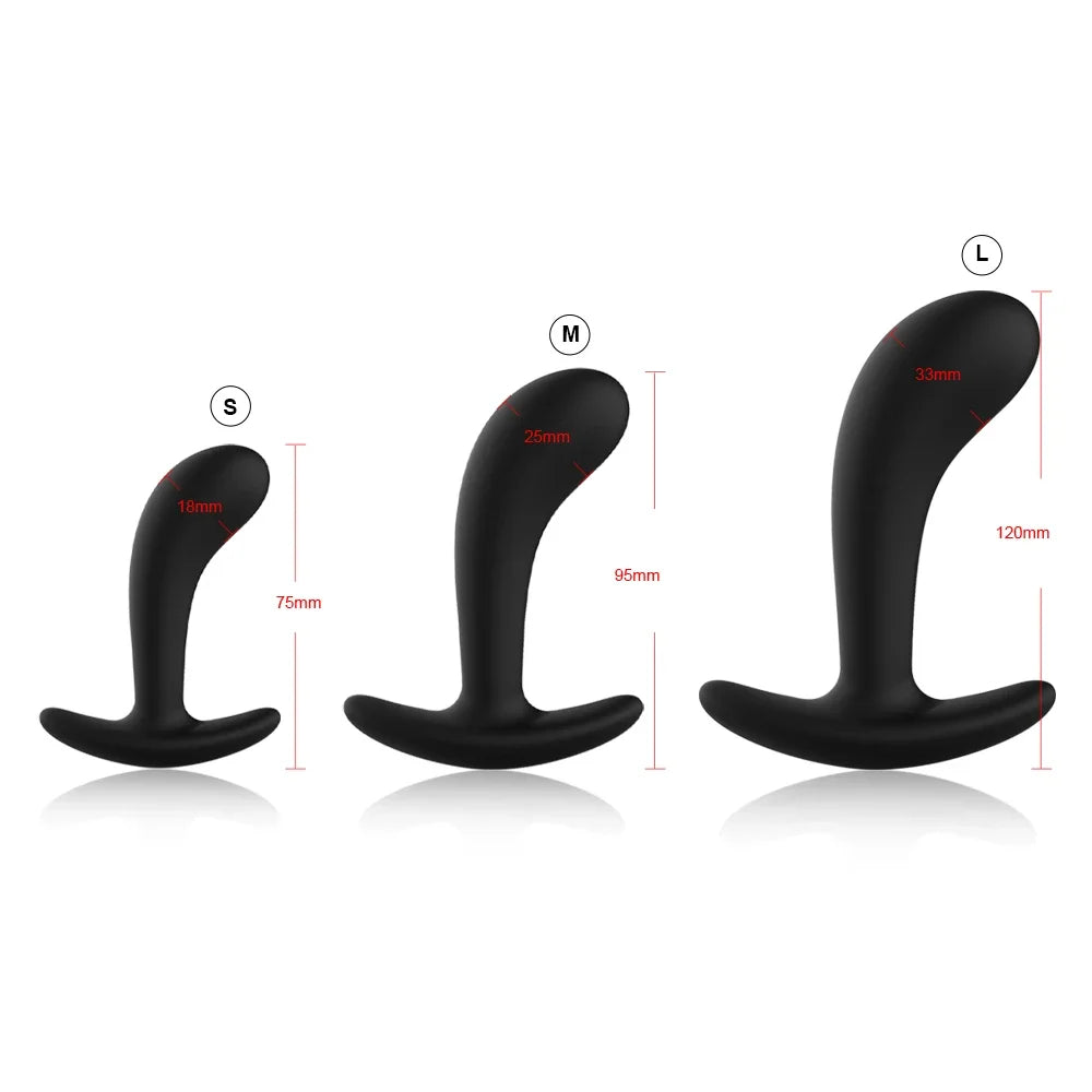 Annaluka™ - Soft Silicone Curved Anal Plug Set – 3 Sizes Beginner Training Butt Plugs