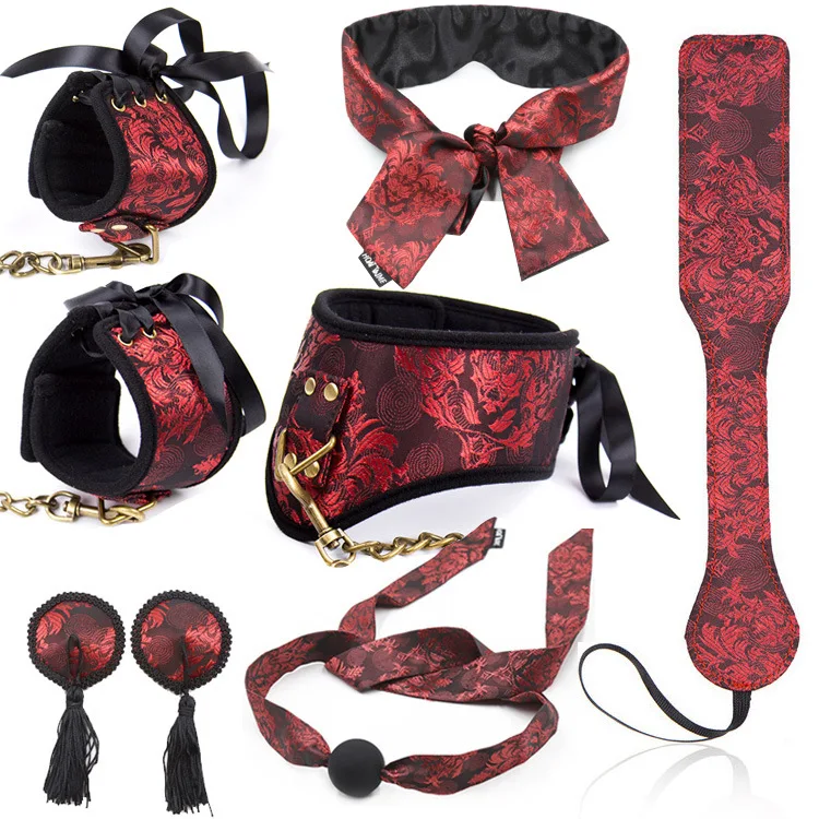 Annaluka™ - Luxury 10PCS BDSM Roleplay Set – Lace Bondage Kit with Collar, Cuffs, Blindfold, Paddle, Whip & Gag