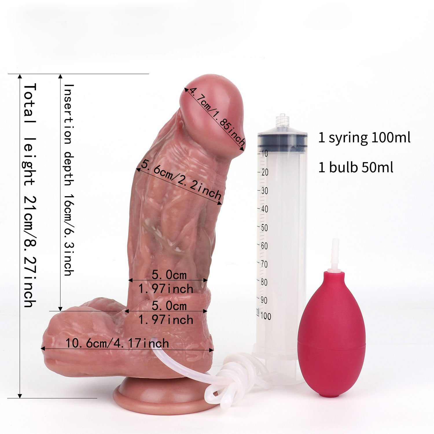 Annaluka™ - SQUIRTING DILDO - Realistic Silicone Squirting Dildo With Suction Cup, Realistic Squirting Dildo Ejaculating Penis