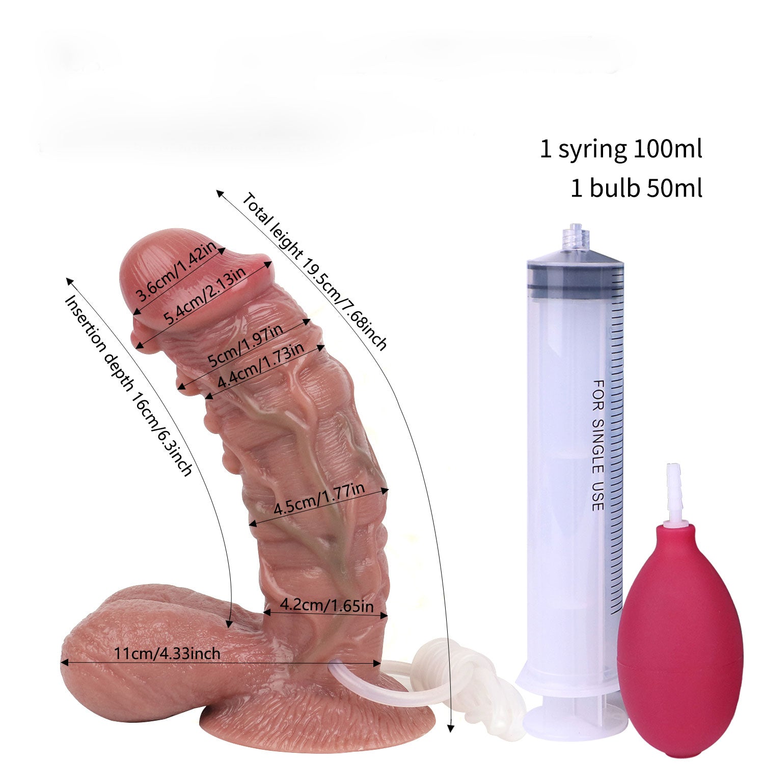 Annaluka™ - SQUIRTING DILDO - 7.68IN Squirting Penis With Suction Cup, Silicone Ejaculation Large Realistic Dildo With Sucker
