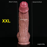 Annaluka™ - XXL Realistic Curved Suction Cup Dildo – Huge Soft Silicone Dildo with Lifelike Veins & Balls