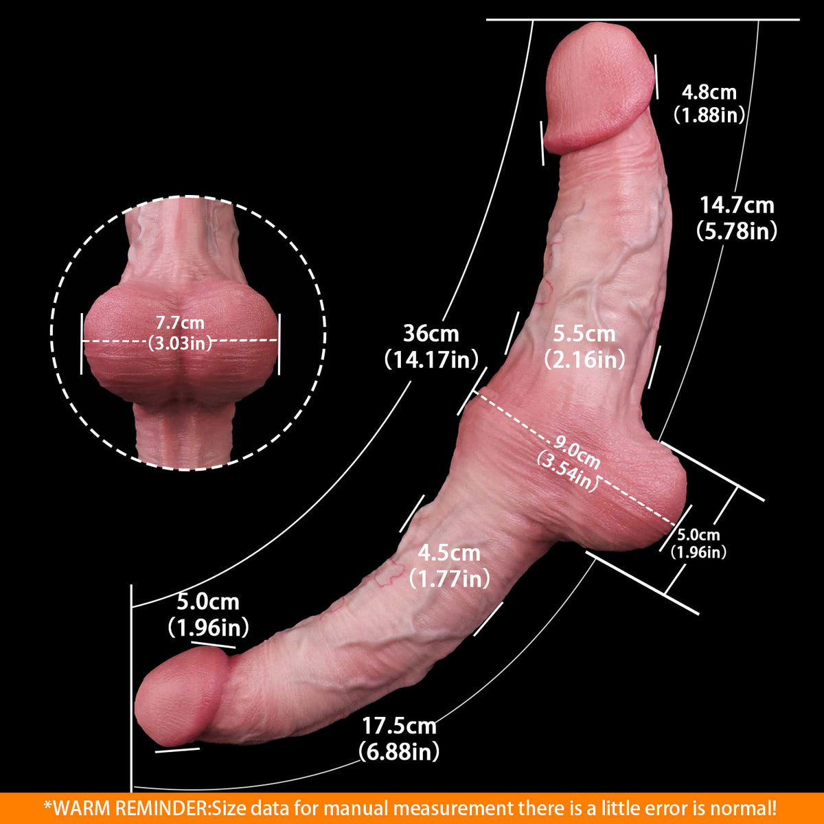 Annaluka™ - 14.17-Inch Realistic Double-Ended Dildo – Flexible Design with Textured Details