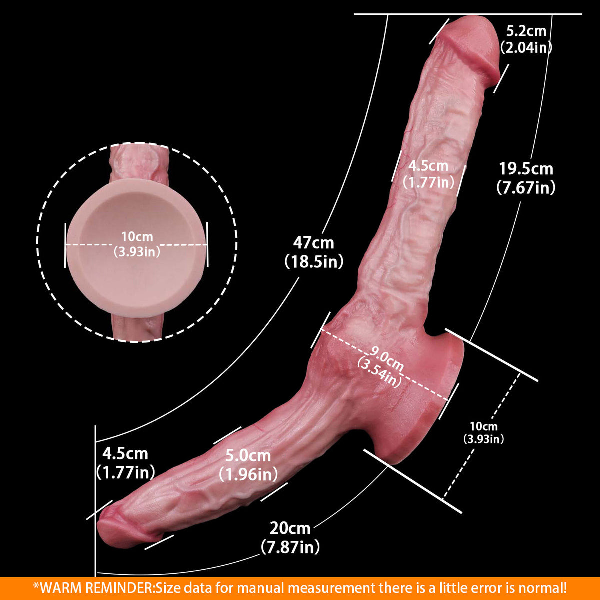 Annaluka™ - 18.5-Inch Realistic Double-Ended Dildo with Central Suction Base