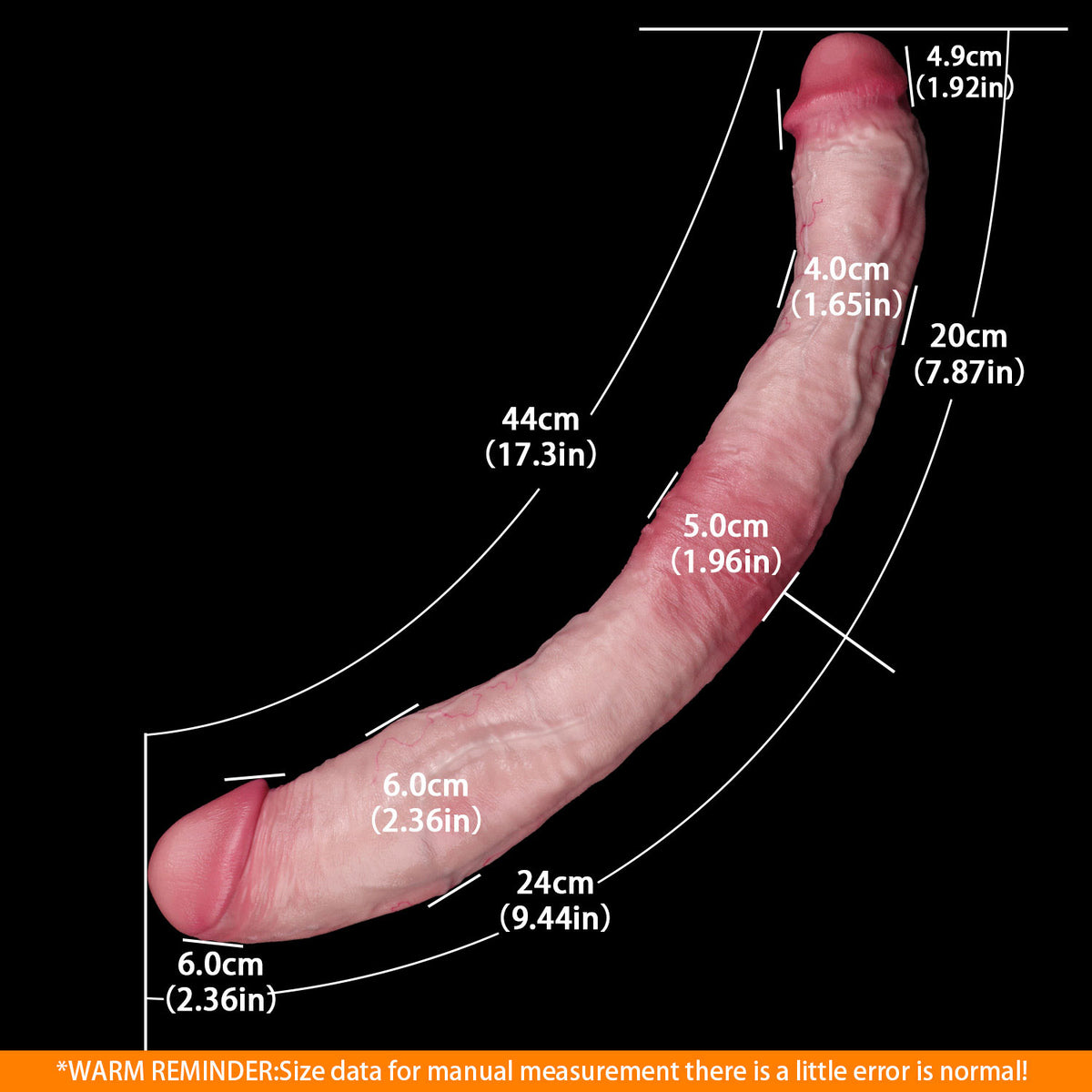 Annaluka™ - 17.32-Inch Realistic Double-Ended Dildo – Curved Design with Two Distinct Sizes