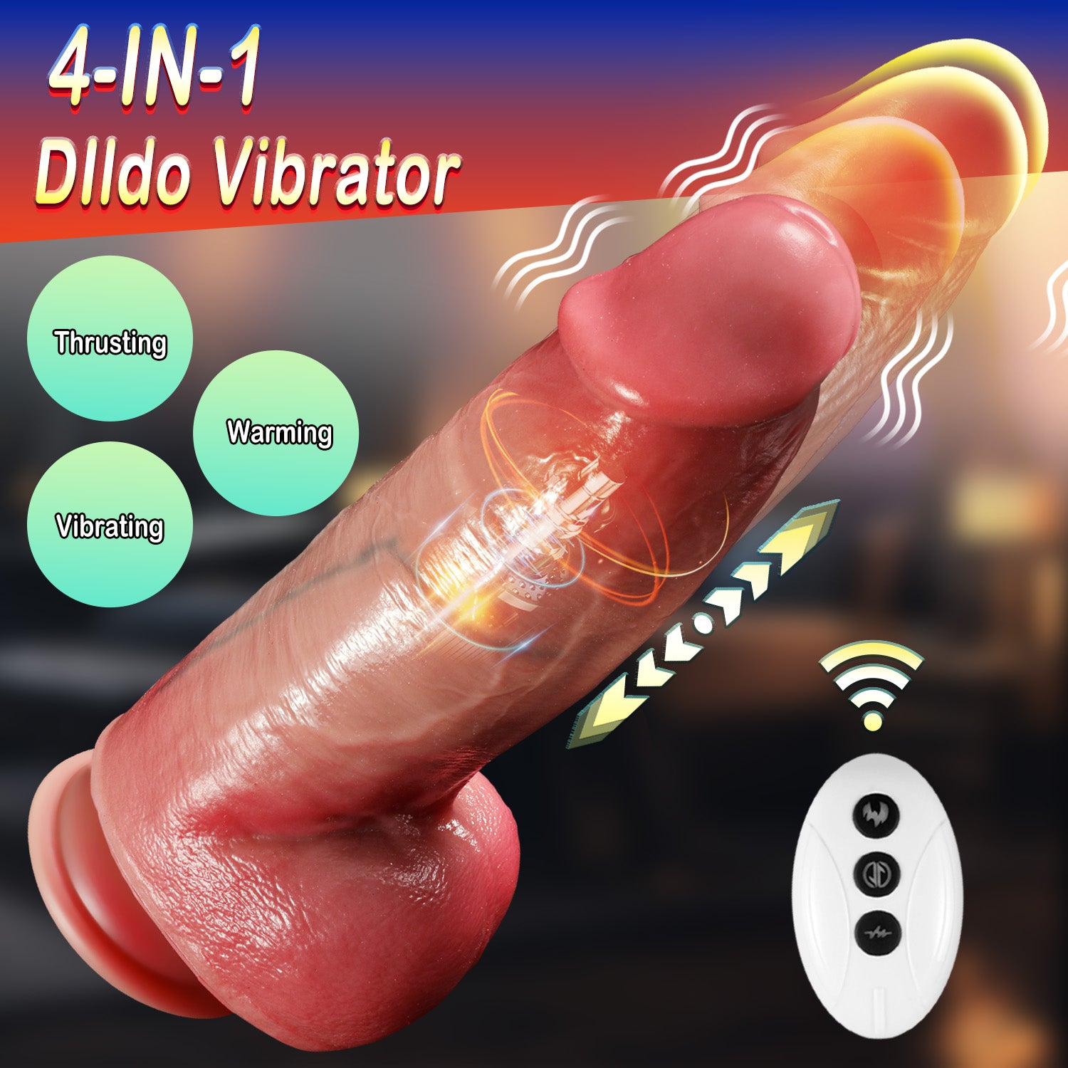 Annaluka™ - G-Spot Thick Retractable Vibrator Dildo, Heated Large Penis Sex Machine