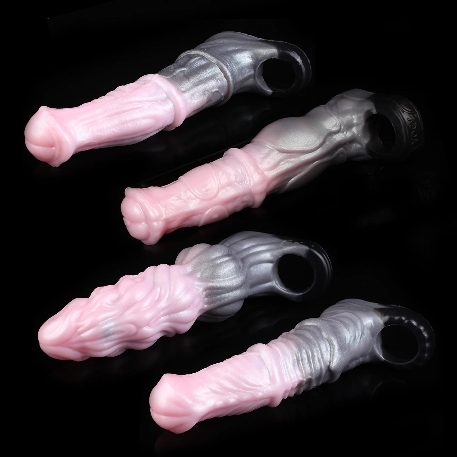 Annaluka™ - 4 Style Realistic Silicone Penis Sleeve Extender – Hollow Girth Enhancer with Support Ring