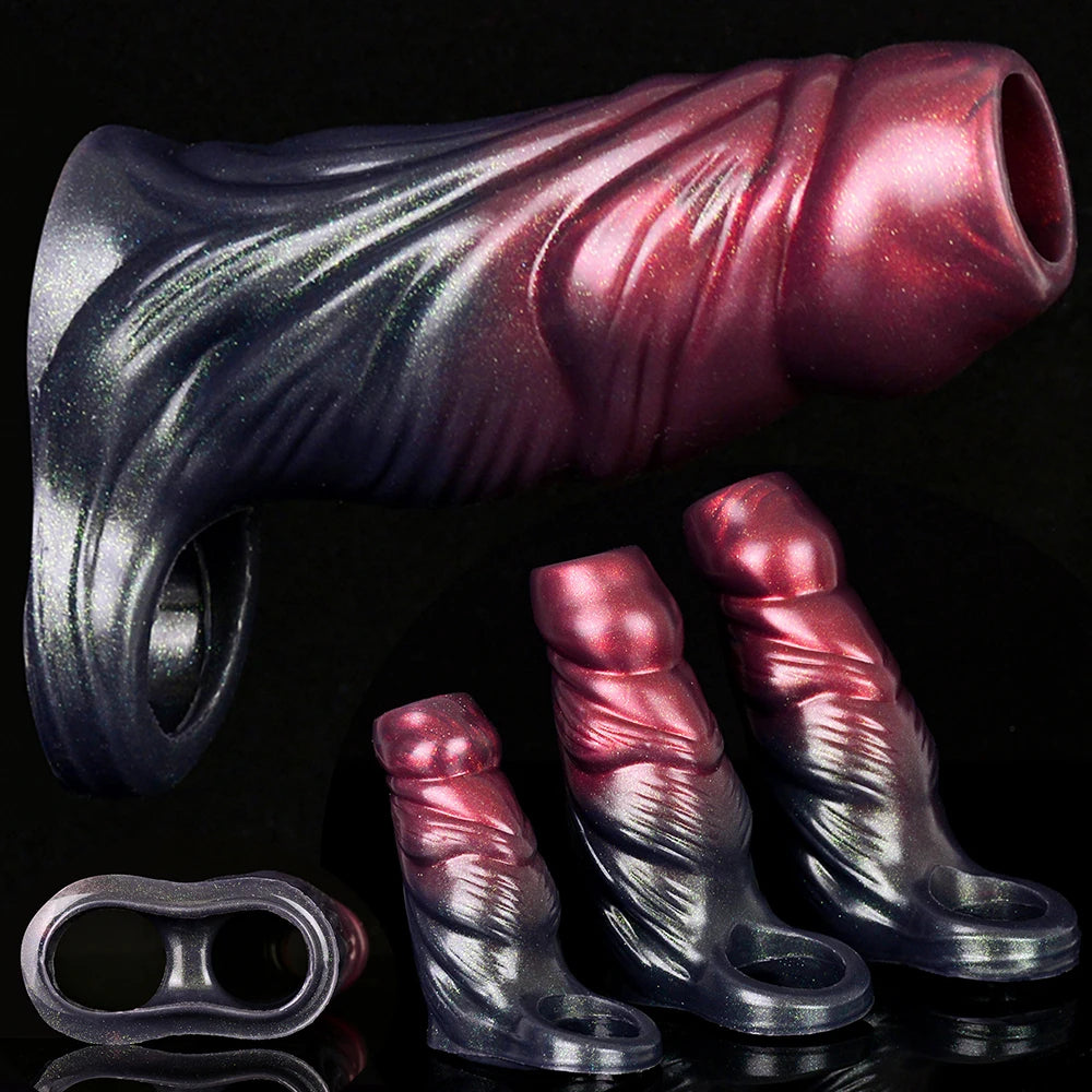 Annaluka™ - Twisted Silicone Penis Sleeve Extender – Hollow Cock Sleeve for Added Length & Girth