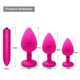 Annaluka™ - Vibrating Silicone Anal Plug Set with Removable Crystal Base