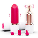 Annaluka™ - 4-in-1 Mini Lipstick Vibrator – Rechargeable Bullet Vibrator with Interchangeable Massage Heads