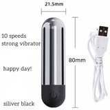 Annaluka™ - Mini USB Rechargeable Bullet Vibrator – 10 Vibration Modes Waterproof Quiet Massager