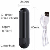 Annaluka™ - Mini USB Rechargeable Bullet Vibrator – 10 Vibration Modes Waterproof Quiet Massager