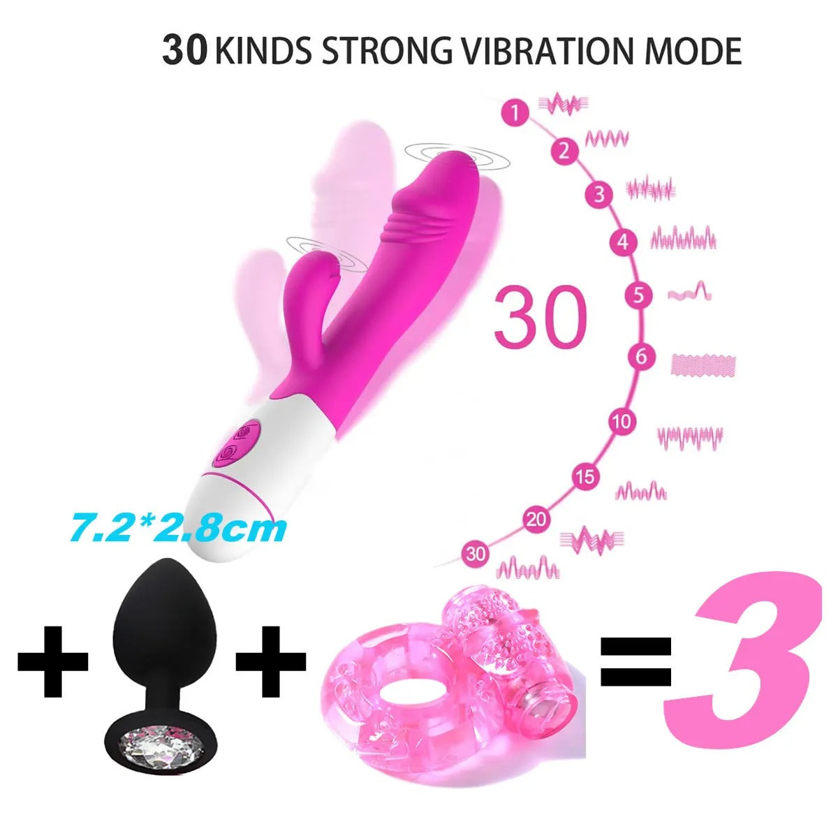 Annaluka™ - 3PCS/SET - Rechargeable Handheld Silicone Adult Clit Clitoral Clitoris Sex Toy G Spot